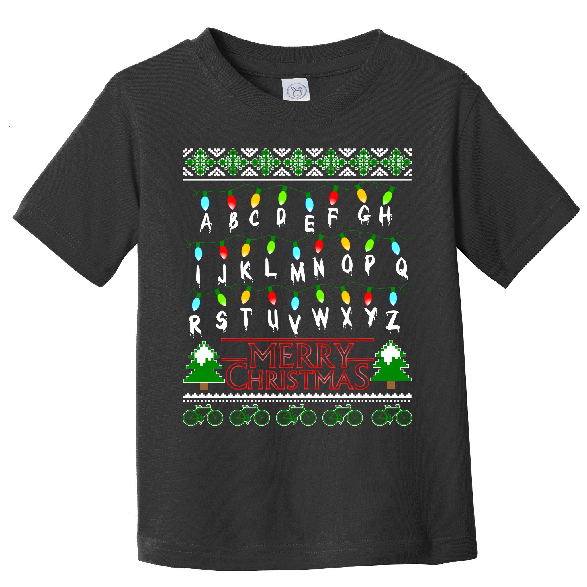 Strange Christmas Lights Alphabet Ugly Christmas Sweater Design Toddler T-Shirt