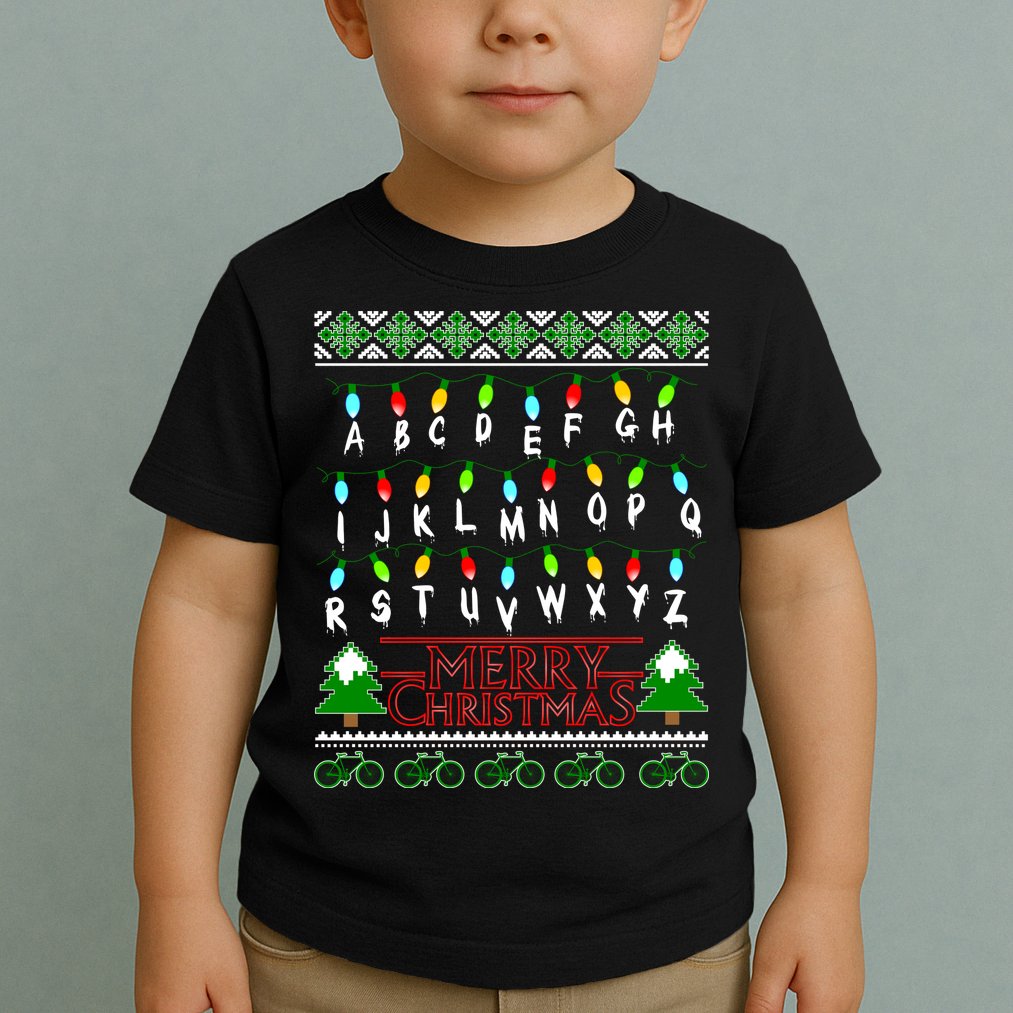Strange Christmas Lights Alphabet Ugly Christmas Sweater Design Toddler T-Shirt