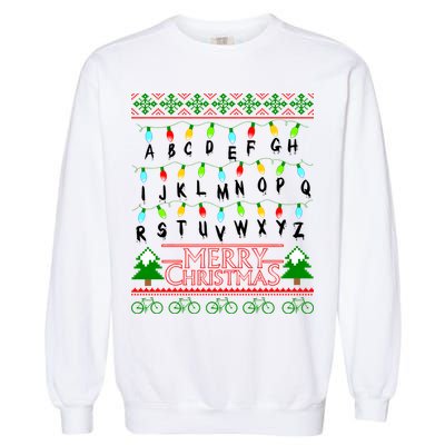 Strange Christmas Lights Alphabet Ugly Christmas Sweater Design Garment-Dyed Sweatshirt
