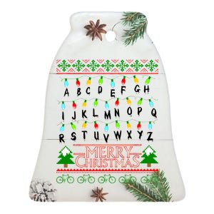 Strange Christmas Lights Alphabet Ugly Christmas Sweater Design Ceramic Bell Ornament