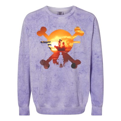 Straw Hat Prate Crew Crossbones Colorblast Crewneck Sweatshirt