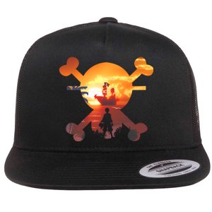 Straw Hat Prate Crew Crossbones Flat Bill Trucker Hat