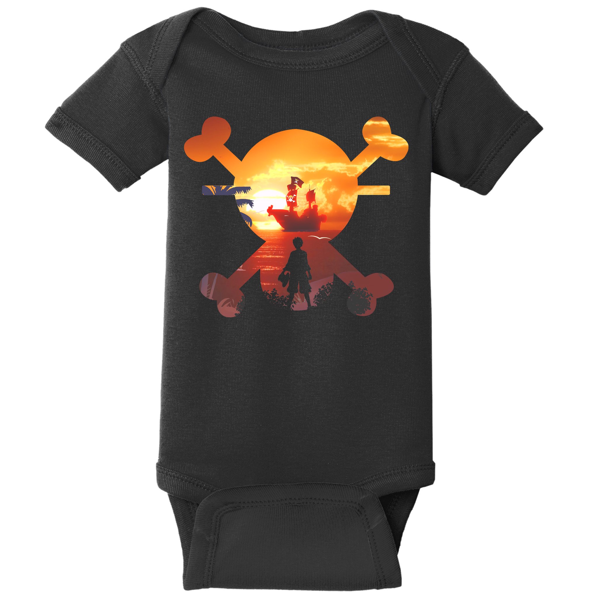 Straw Hat Prate Crew Crossbones Baby Bodysuit