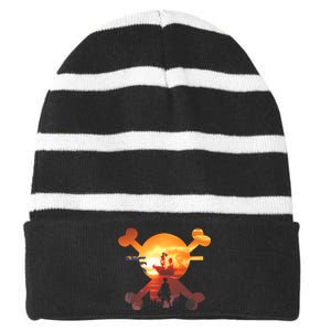 Straw Hat Prate Crew Crossbones Striped Beanie with Solid Band