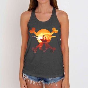 Straw Hat Prate Crew Crossbones Women's Knotted Racerback Tank