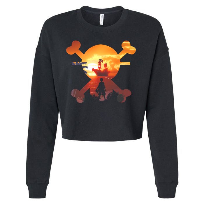 Straw Hat Prate Crew Crossbones Cropped Pullover Crew