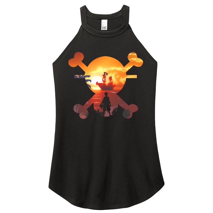 Straw Hat Prate Crew Crossbones Women's Perfect Tri Rocker Tank