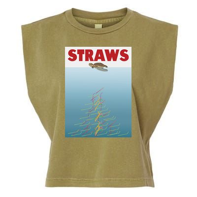 Straws Suck End Plastic Pollution Garment-Dyed Women's Muscle Tee