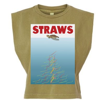 Straws Suck End Plastic Pollution Garment-Dyed Women's Muscle Tee