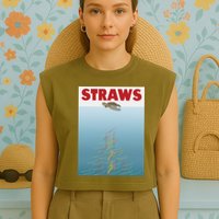 Straws Suck End Plastic Pollution Garment-Dyed Women's Muscle Tee