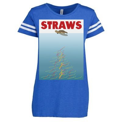 Straws Suck End Plastic Pollution Enza Ladies Jersey Football T-Shirt