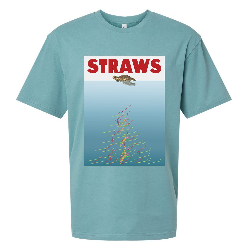 Straws Suck End Plastic Pollution Sueded Cloud Jersey T-Shirt