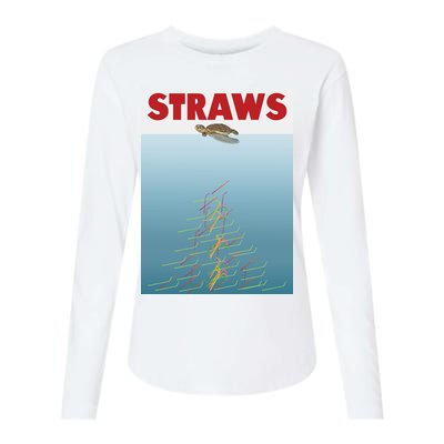 Straws Suck End Plastic Pollution Womens Cotton Relaxed Long Sleeve T-Shirt