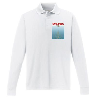 Straws Suck End Plastic Pollution Performance Long Sleeve Polo