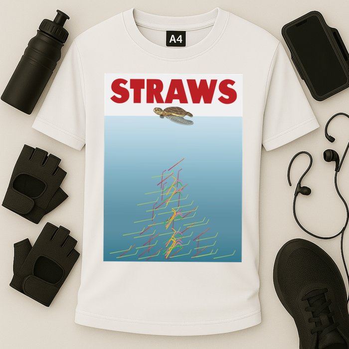 Straws Suck End Plastic Pollution Performance Shirt