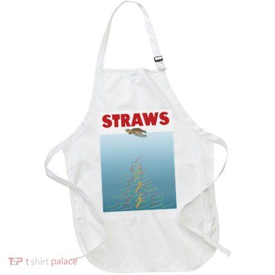 Straws Suck End Plastic Pollution Full-Length Apron With Pockets