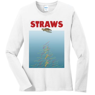 Straws Suck End Plastic Pollution Ladies Long Sleeve Shirt