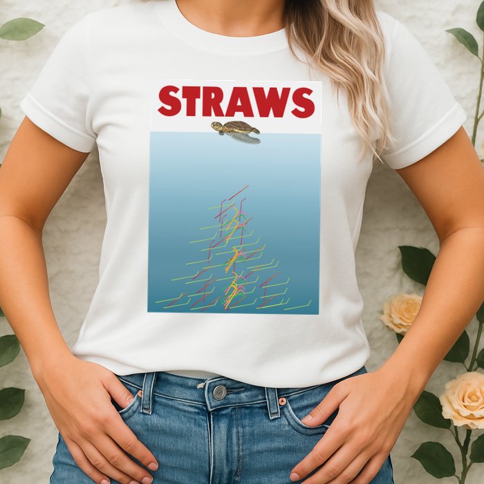 Straws Suck End Plastic Pollution Womens T-Shirt