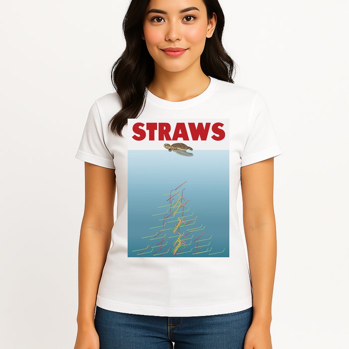 Straws Suck End Plastic Pollution Womens T-Shirt