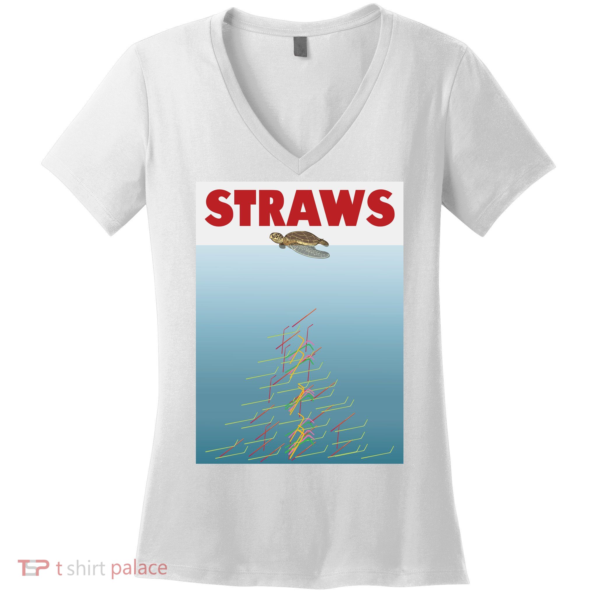 Straws Suck End Plastic Pollution Women's V-Neck T-Shirt