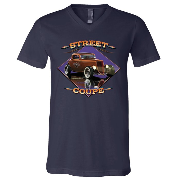 Street Coupe Hot Rod Larry Grossman V-Neck T-Shirt