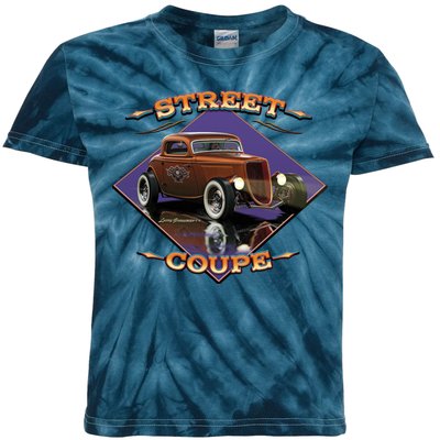 Street Coupe Hot Rod Larry Grossman Kids Tie-Dye T-Shirt