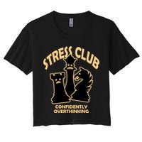 Stress Club Confidently Overthinking Women's Crop Top Tee