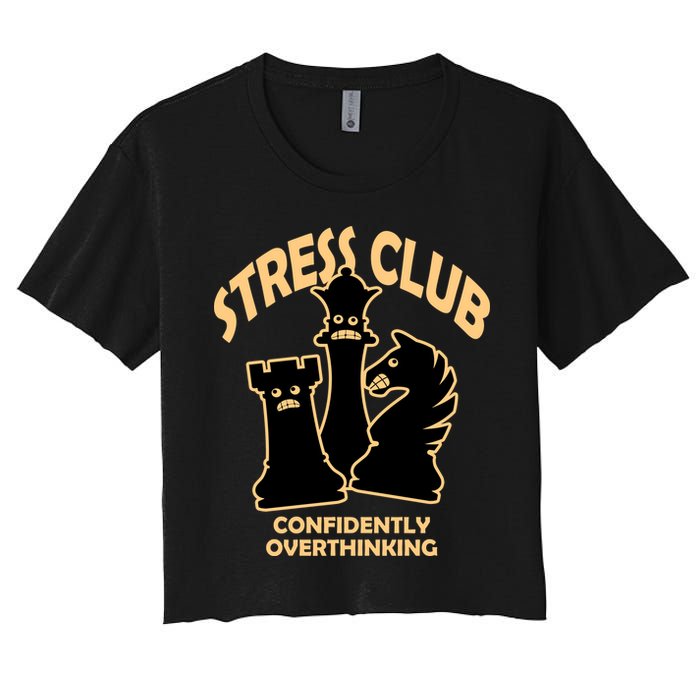Stress Club Confidently Overthinking Women's Crop Top Tee