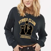 Stress Club Confidently Overthinking Cropped Pullover Crew