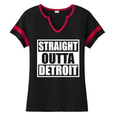 Striaght Outta Detroit Michigan Ladies Halftime Notch Neck Tee