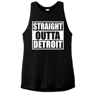 Striaght Outta Detroit Michigan Ladies PosiCharge Tri-Blend Wicking Tank