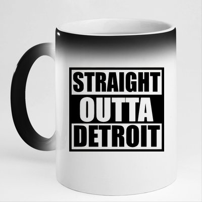 Striaght Outta Detroit Michigan 11oz Black Color Changing Mug