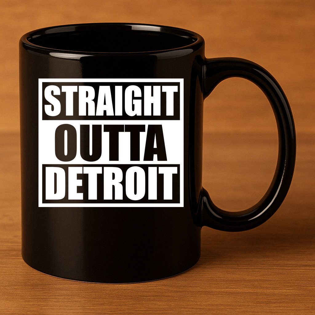 Striaght Outta Detroit Michigan 11oz C Handle Ceramic Mug