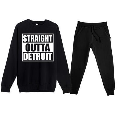 Striaght Outta Detroit Michigan Premium Crewneck Sweatsuit Set