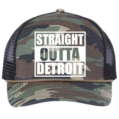 Striaght Outta Detroit Michigan Retro Rope Trucker Hat Cap