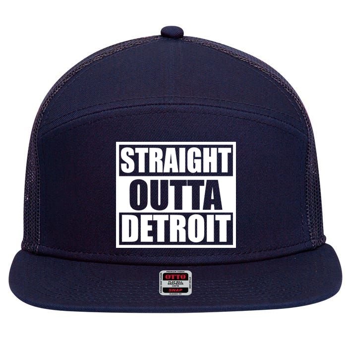 Striaght Outta Detroit Michigan 7 Panel Mesh Trucker Snapback Hat