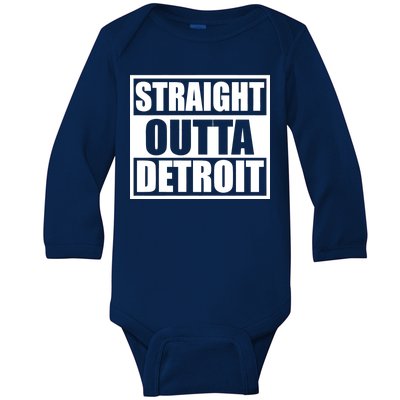 Striaght Outta Detroit Michigan Baby Long Sleeve Bodysuit