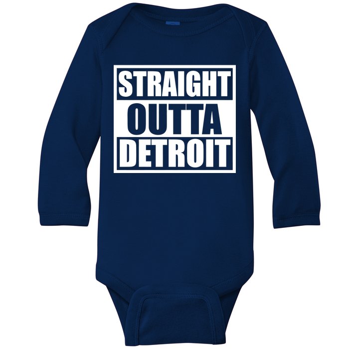 Striaght Outta Detroit Michigan Baby Long Sleeve Bodysuit