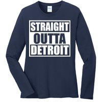 Striaght Outta Detroit Michigan Ladies Long Sleeve Shirt