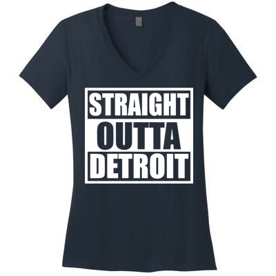 Striaght Outta Detroit Michigan Women's V-Neck T-Shirt