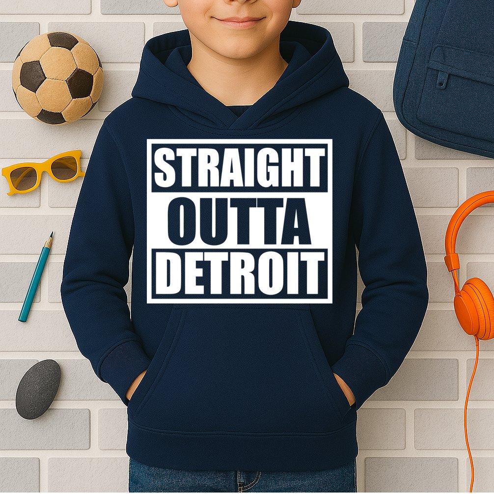 Striaght Outta Detroit Michigan Kids Hoodie