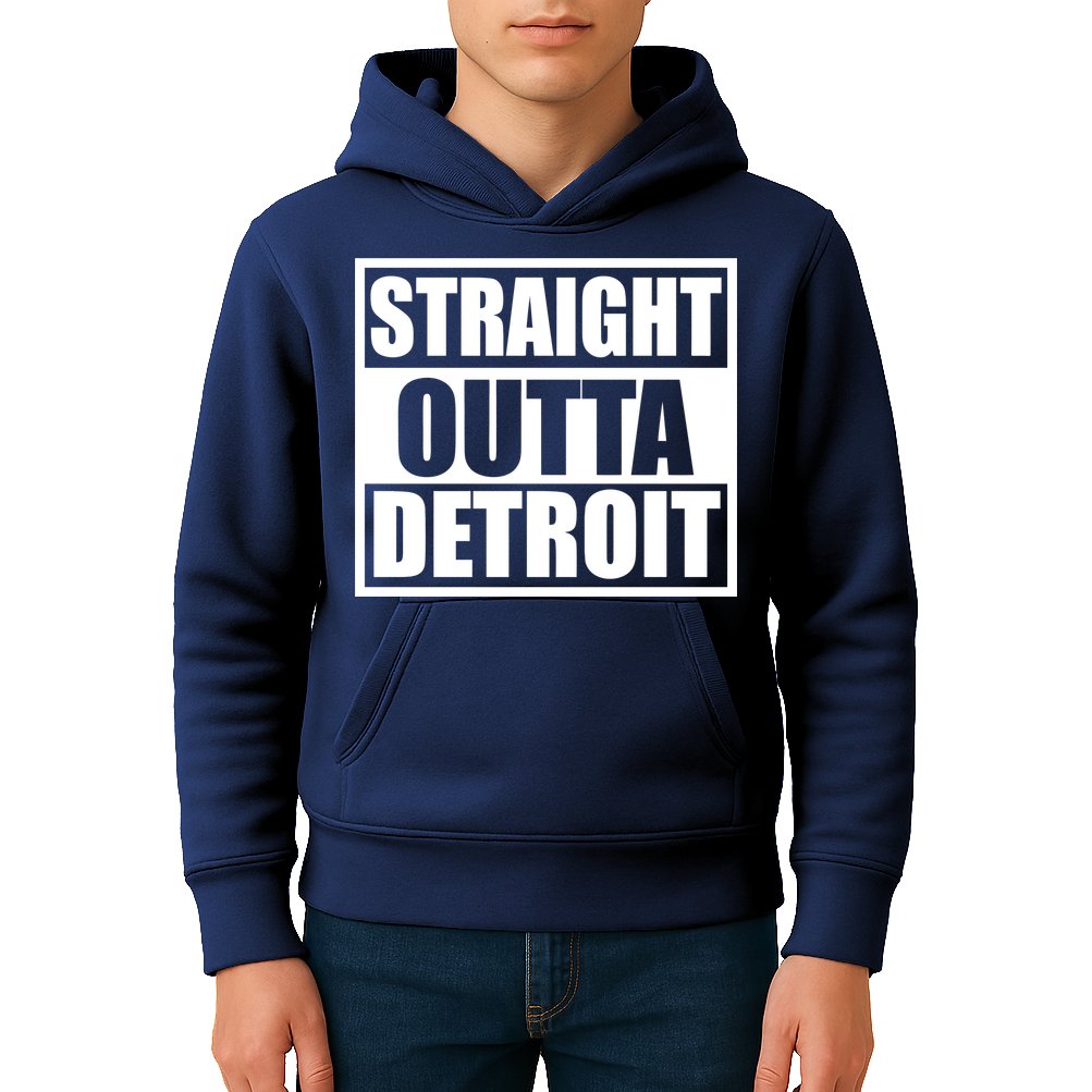 Striaght Outta Detroit Michigan Kids Hoodie