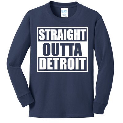 Striaght Outta Detroit Michigan Kids Long Sleeve Shirt