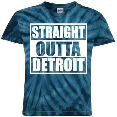 Striaght Outta Detroit Michigan Kids Tie-Dye T-Shirt