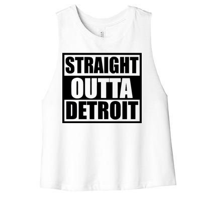 Striaght Outta Detroit Michigan Women's Racerback Cropped Tank