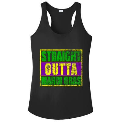 Striaght Outta Mardi Gras New Orleans Party Ladies PosiCharge Competitor Racerback Tank