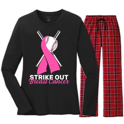 Strike Out Breast Cancer Women's Long Sleeve Flannel Pajama Set 