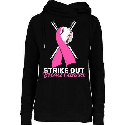 Strike Out Breast Cancer Womens Funnel Neck Pullover Hood