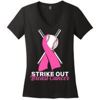 Strike Out Breast Cancer Women's V-Neck T-Shirt