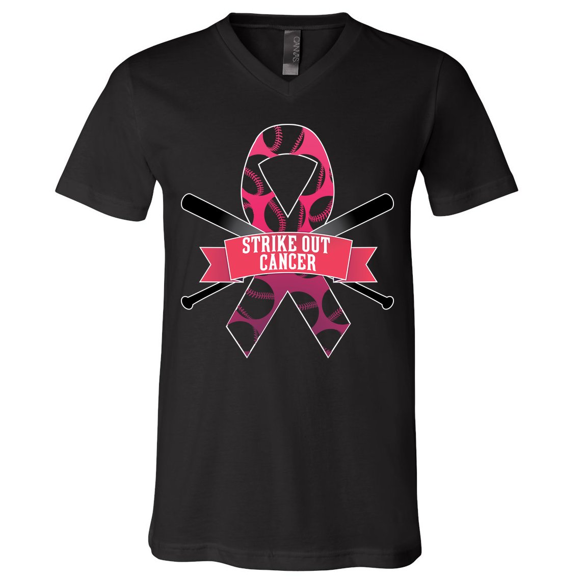 Strike Out Cancer V-Neck T-Shirt